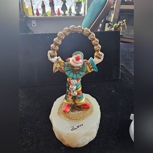 Ron Lee 1989 Juggling Clown 24 Carat Gold Balls Clown on Marble Base Signed
